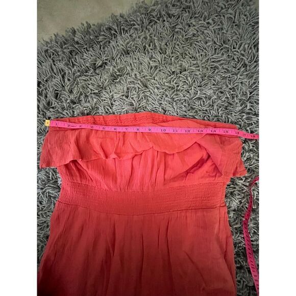 Anthropologie H in Paris Coral Strapless Midi Dress M - Picture 9 of 12